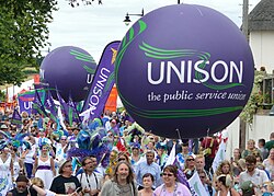 Part of the UNISON contingent at the Tolpuddle Martyrs' Festival and Rally 2016