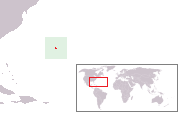 The location of the British Overseas Territory of the Bermuda Islands