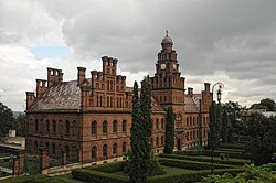 Residence of Bukovinian and Dalmatian Metropolitans, by Josef Hlávka, 1882, Chernivtsi, Ukraine, with a basis in Brick Gothic.