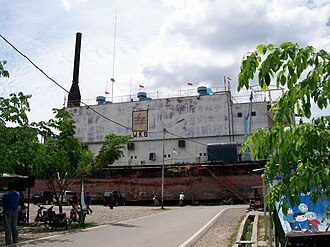 Apung 1, a 2,600-ton vessel, was flung some 2 km (1.2 mi) to 3 km (1.9 mi) inland. In the years following the disaster, it became a local tourist attraction and has remained where it came to rest.