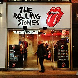 Rolling Stones merchandise for sale on Carnaby Street, London