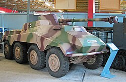 A preserved, World War II, German Sd.Kfz. 234/4 heavy armored car (German Tank Museum, 2006)