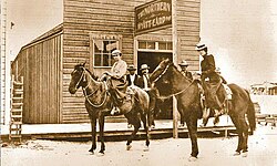 The Northern, Wyatt Earp's saloon in Tonopah, Nevada, c.1902. Josie Earp may be the woman on the horse at left.