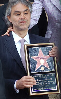Bocelli receiving a star on the Hollywood Walk of Fame, 2010