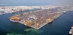 Port of Jebel Ali, which has the largest artificial harbor in the world.