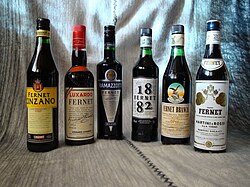 Different brands of Fernet
