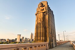 One of the "Guardians of Traffic" at the Hope Memorial Bridge