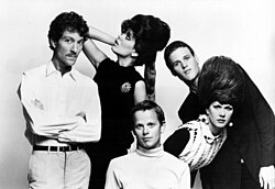 Five members of the B-52's participate in a photoshoot in 1980.