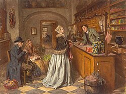 The retail service counter was an innovation of the 18th century.