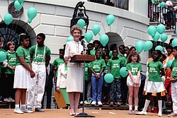 First Lady Nancy Reagan at a Just Say No rally at the White House