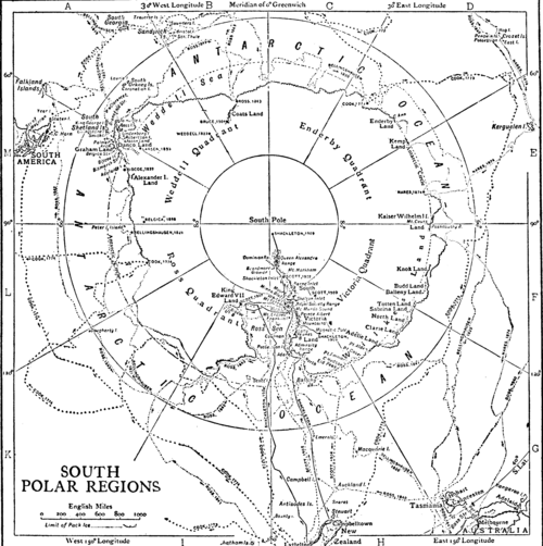 1911 South Polar Regions exploration map