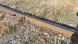 Rail marked "KRUPP 1926 GERMANY". Photo taken in Boston area 2015