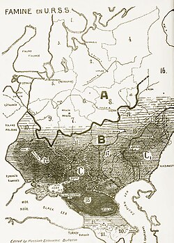 Areas affected by the Soviet famine of 1932–1933