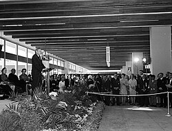 Prime Minister John Gorton giving a speech at the opening of Melbourne Airport in 1970