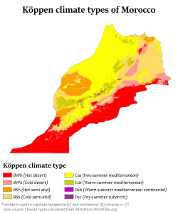 Köppen climate types in Morocco