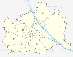 Map of the districts of Vienna with numbers