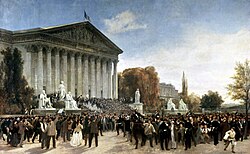 Proclamation of the abolition of the monarchy in front of the Palais Bourbon, seat of the Corps Législatif, on 4 September 1870