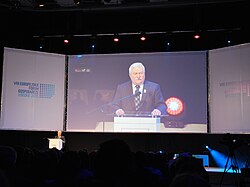 Wałęsa speaks on VIII European Economic Forum, 2015.