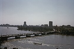 View of Qasr El Nil Bridge in Cairo, 1965