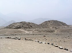 Remains of the two main Caral pyramids in the arid Supe Valley