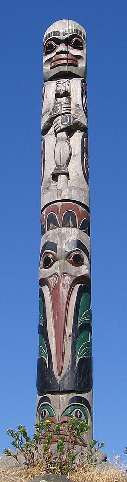 A totem pole in Thunderbird Park, Victoria, British Columbia