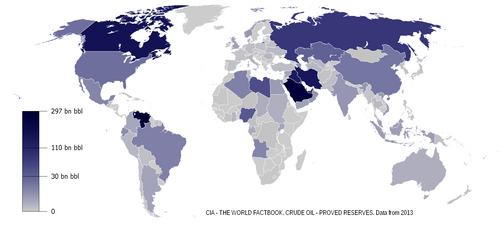 World oil reserves as of 2013