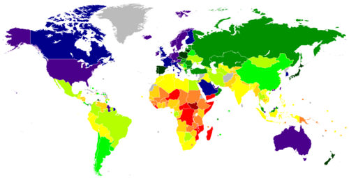 Countries or territories by GDP (PPP) per capita in 2026 >$70,000 $60,000–70,000 $50,000–60,000 $40,000–50,000 $30,000–40,000 $20,000–30,000 $10,000–20,000 $5,000–10,000 $2,500–5,000 $1,000–2,500 <$1,000 No data