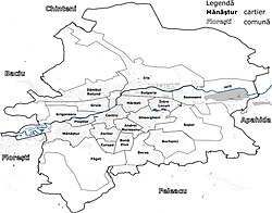 Map of Cluj-Napoca's districts (2007)