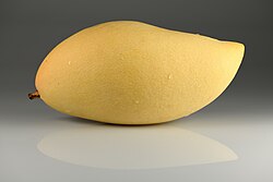 A mango of the cultivar 'Nam Dok Mai', which originated in Thailand.[18]