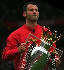 Ryan Giggs with the Premier League trophy in 2008
