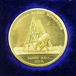 The Gold Medal of the Royal Astronomical Society awarded to Asaph Hall