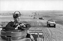 A column of tanks and other armoured vehicles of the Panzerwaffe near Stalingrad, 1942