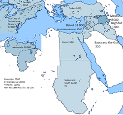 A map of the Syriac Catholic jurisdictions