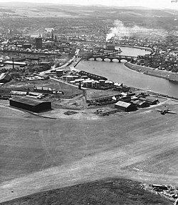 Longman Aerodrome c.1947, Junkers Ju 52 in mid right