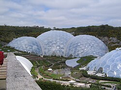 The Eden Project, established in 2000 in Cornwall, England, includes a modern botanical garden exploring the theme of sustainability.