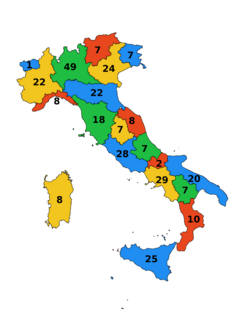 Number of senators assigned to each region before 2020
