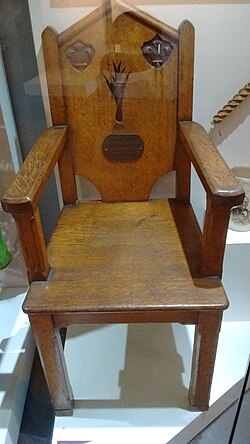 The chair prize from Manchester's 1883 Eisteddfod y Plant (Children's Eisteddfod).