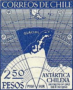 Commemorative stamp of the Chilean Antarctic declaration of 1940