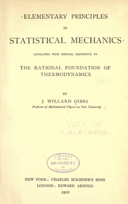 Cover of Gibbs' text on statistical mechanics