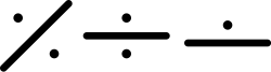 Three variants of obelus glyphs