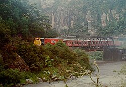 DBR1199, Karangahake Gorge, 8 November 1980, on the former East Coast Main Trunk route