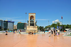 A view of Taksim Square with the Monument of the Republic (1928) designed by Pietro Canonica