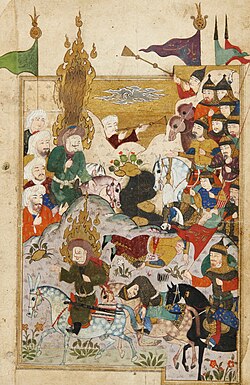 Muhammad and Ali in battle. Made in Safavid Iran during the 16th century