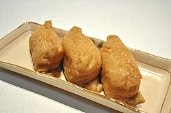 Three pieces of inarizushi