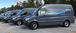 Amazon Logistics Delivery Service Partner company vehicles in Florida