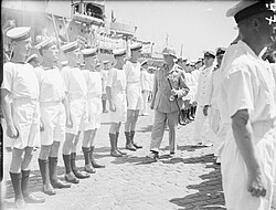 Field Marshal Jan Smuts inspects South African sailors in Alexandria, Egypt, 16 May 1942