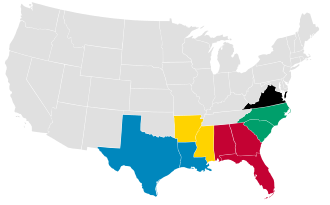 Map of the five Reconstruction military districts Fifth Military District