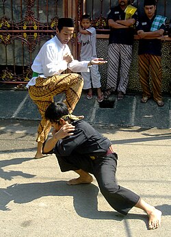 A demonstration of pencak silat, a form of martial arts