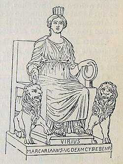 The Phrygian goddess Cybele with her attributes