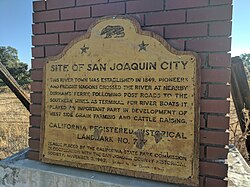 California Historical Landmark No. 777 - San Joaquin City, wood/paper substitute for stolen plaque
